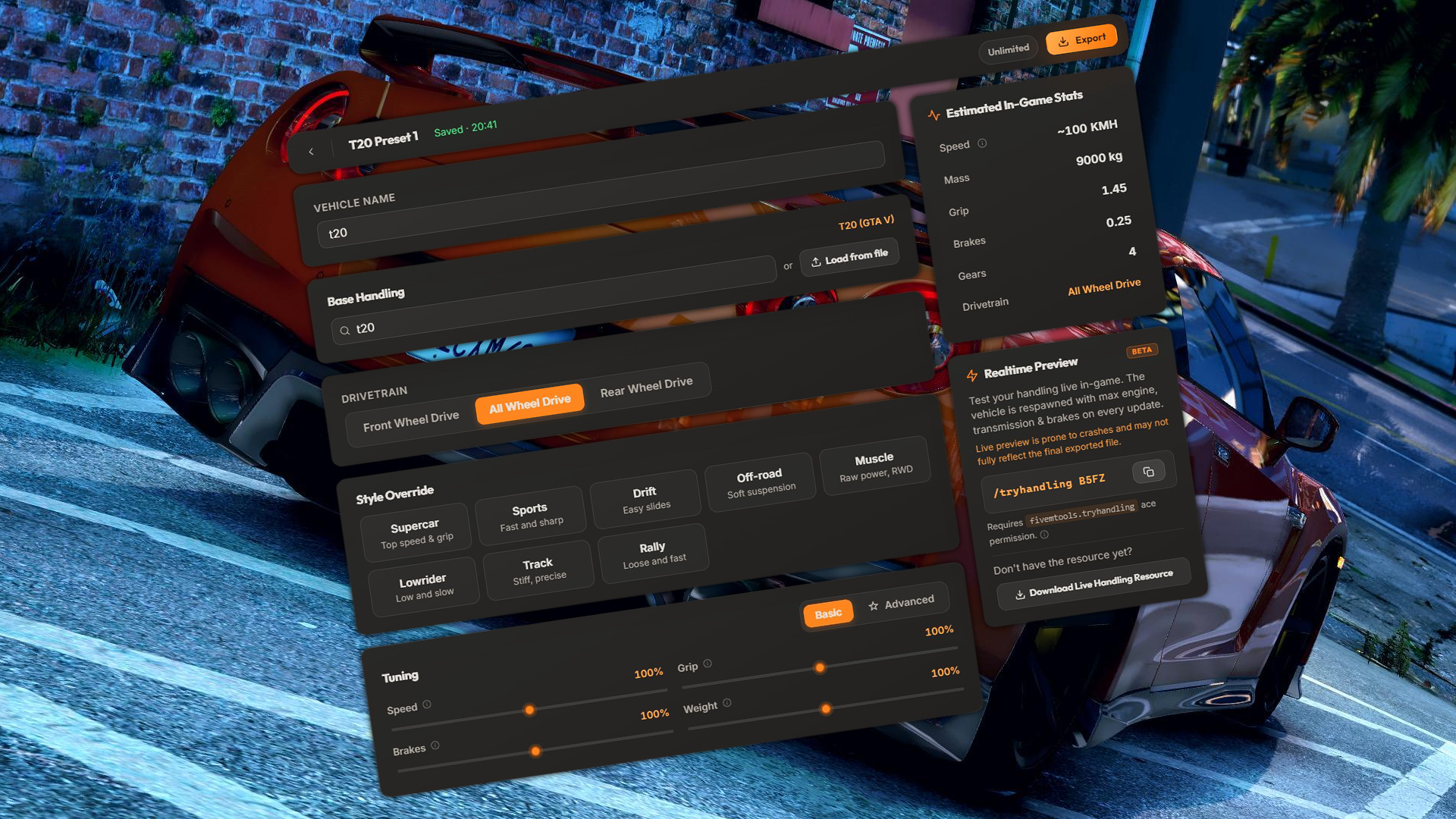 Live Vehicle Handling Editor